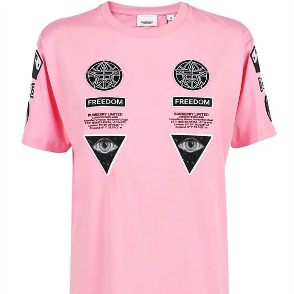 BURBERRY ピンク Tシャツ Mサイズ BURBERRY Badge Applique Cotton